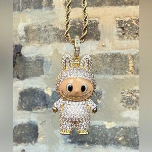 Gold chain Labubu Necklace Pendant 24”